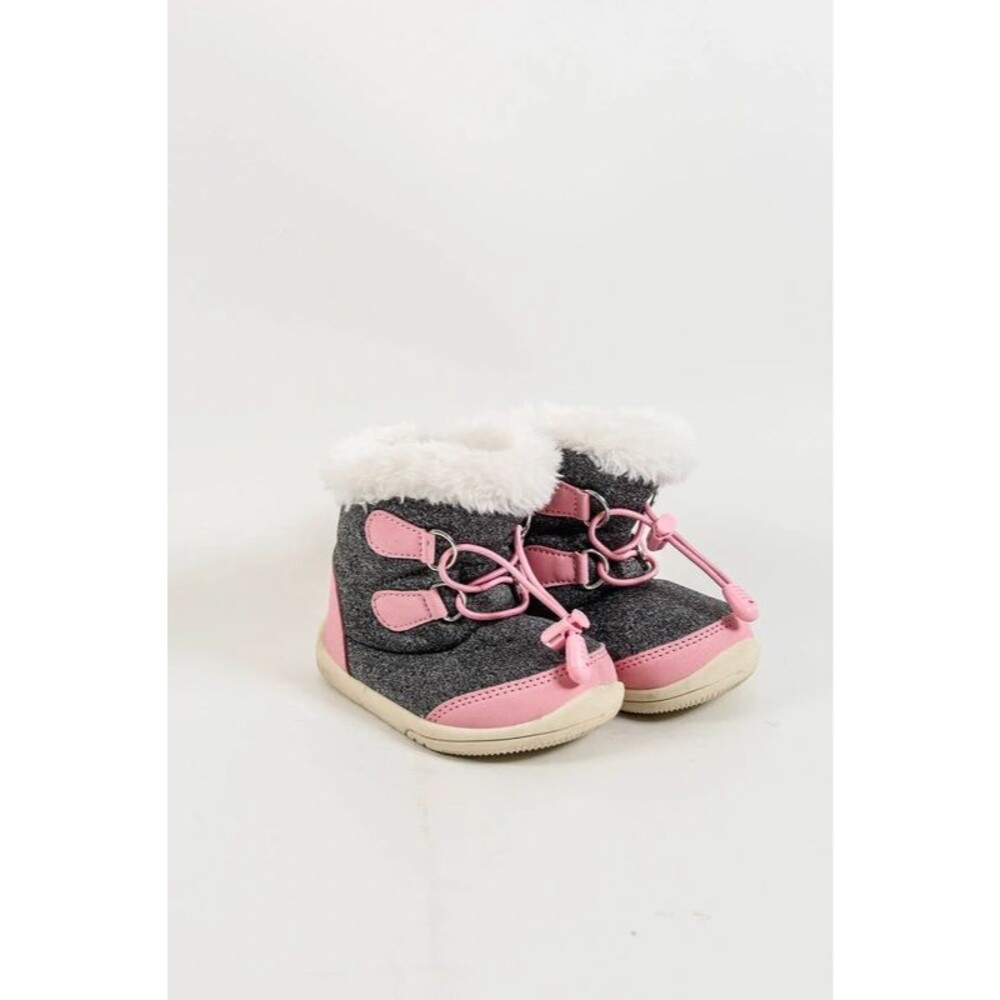 Baby Girl Size 4 Pink Gray Faux Fur Snow Boots